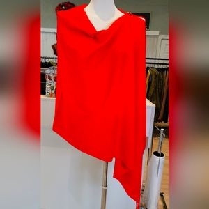 Red poncho w/jewel accent